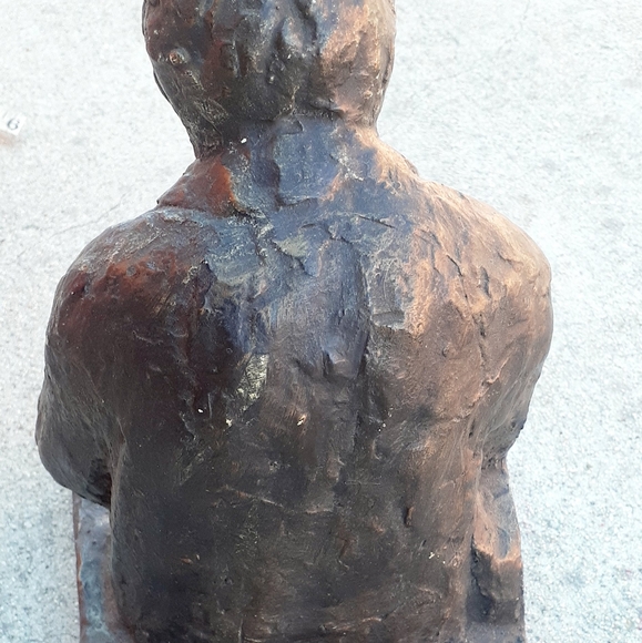 10" Antique chalkware ? Statue scholar philosopher - Picture 9 of 9